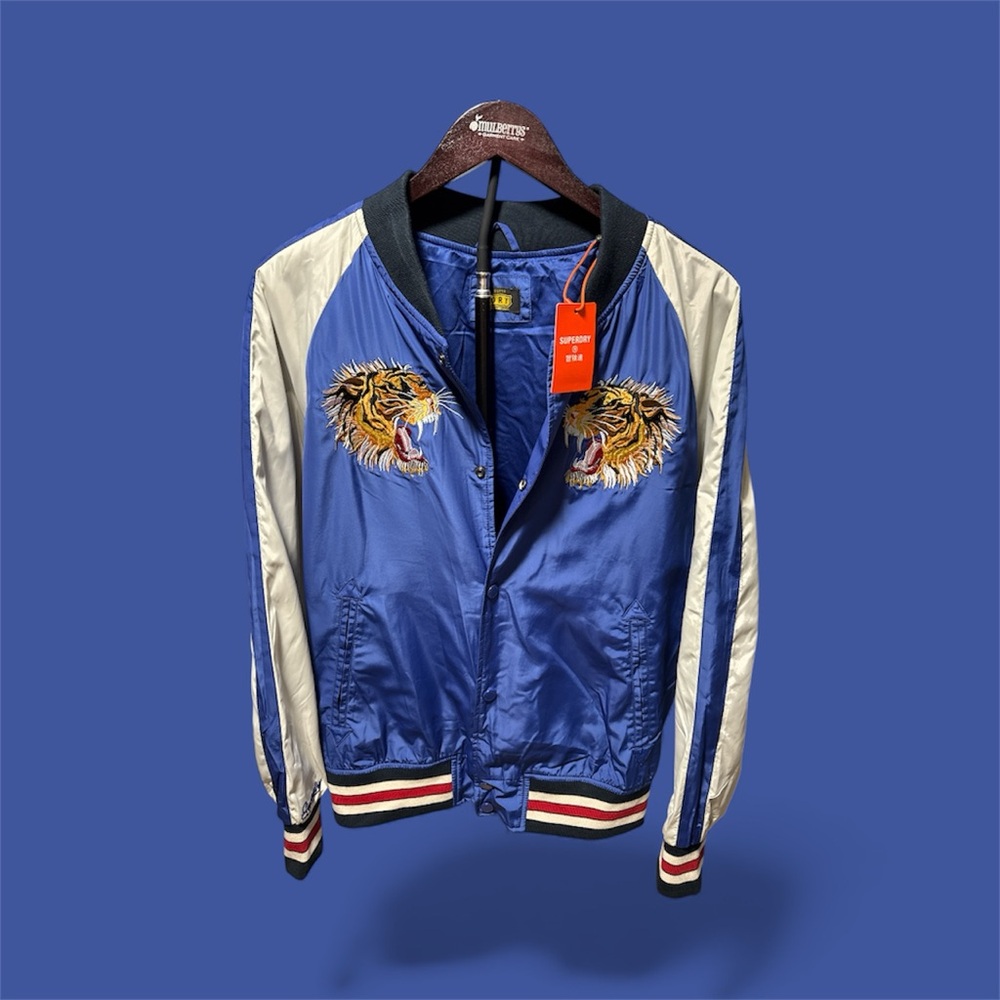 Superdry Blue and Cream Tiger Bomber Jacket